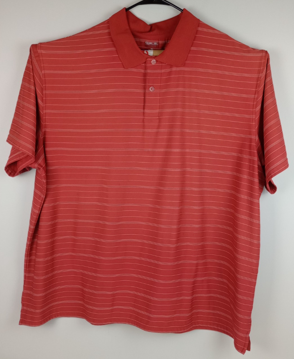 Reebok Golf Men's 4XL Orange Striped Short Sleeve Collar Polo Shirt